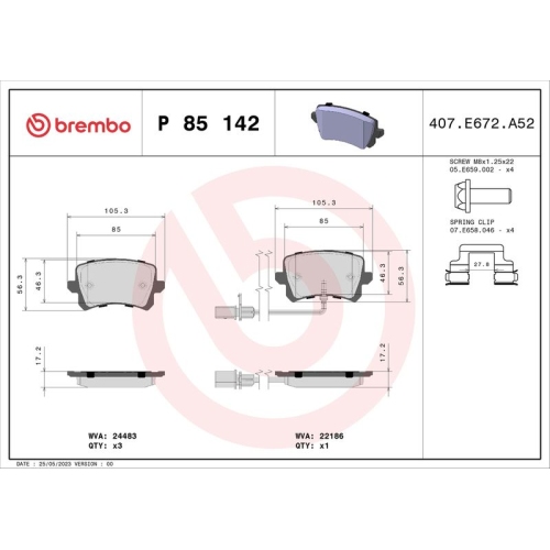 Bremsbelagsatz Scheibenbremse Brembo P85142 Prime Line für Audi Seat Skoda VW