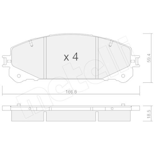 Bremsbelagsatz Scheibenbremse Metelli 22-0938-1 für Toyota Lexus Vorderachse