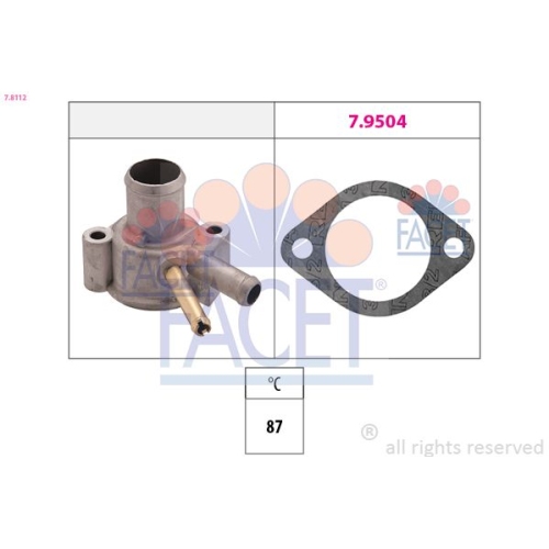 Thermostat Kühlmittel Facet 7.8112 Made In Italy - Oe Equivalent für Fiat