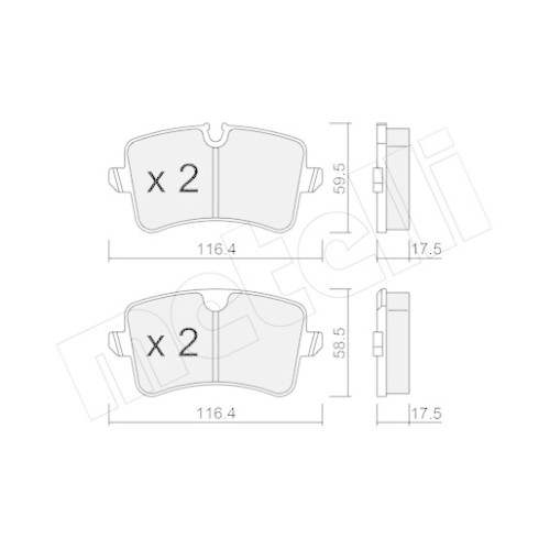 Bremsbelagsatz Scheibenbremse Metelli 22-0955-0 für Hinterachse