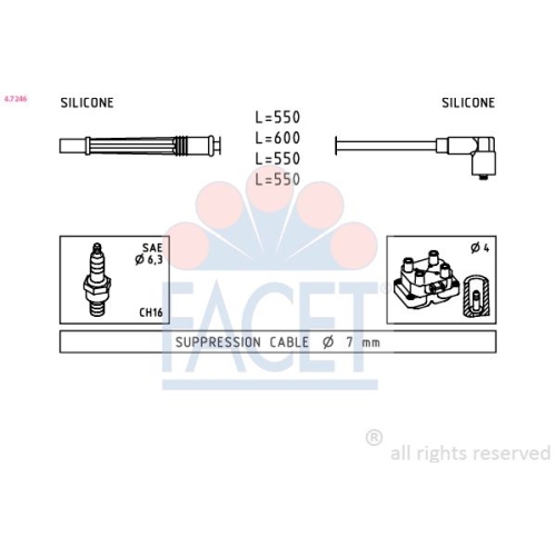 Zündleitungssatz Facet 4.7246 Made In Italy - Oe Equivalent für Nissan Renault