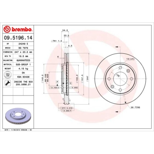 2X Brembo Bremsscheibe Vorderachse Prime Line für Citroën Peugeot Mega