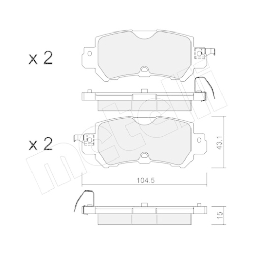 Bremsbelagsatz Scheibenbremse Metelli 22-0970-0 für Mazda Hinterachse