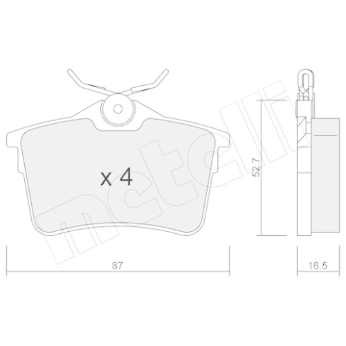 Bremsbelagsatz Scheibenbremse Metelli 22-0816-0 für Citroën Peugeot Hinterachse