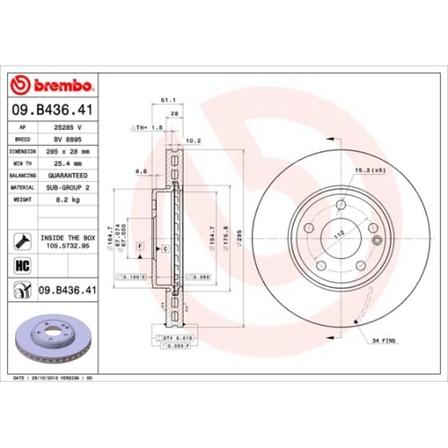 2X Brembo Bremsscheibe Prime Line - Uv Coated für Mercedes Benz