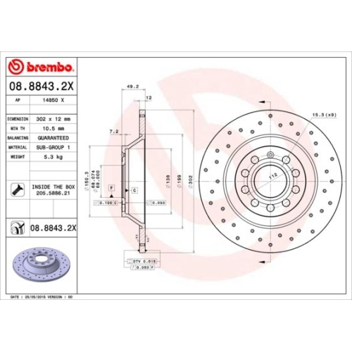 2X Brembo Bremsscheibe Hinterachse Xtra Line - Xtra für Audi