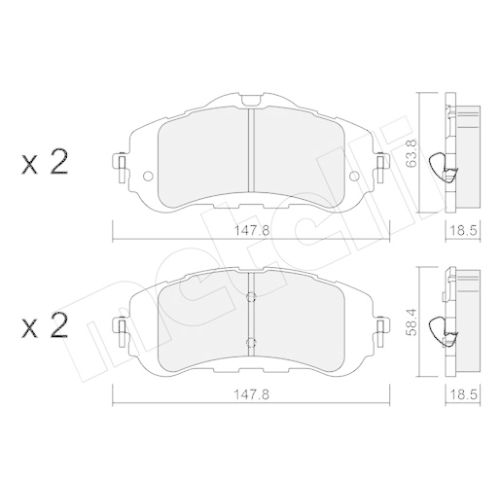 Bremsbelagsatz Scheibenbremse Metelli 22-0983-0 für Citroën Peugeot Toyota DS