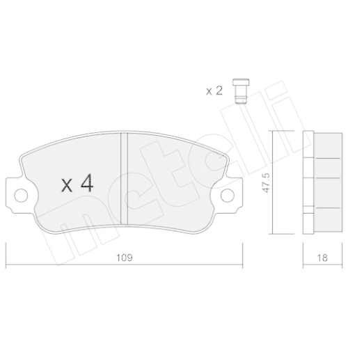 Bremsbelagsatz Scheibenbremse Metelli 22-0033-1 für Fiat Lancia Seat Autobianchi