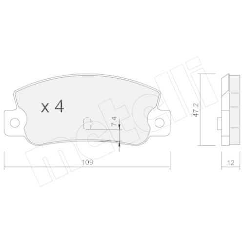 Bremsbelagsatz Scheibenbremse Metelli 22-0035-0 für Fiat Hinterachse