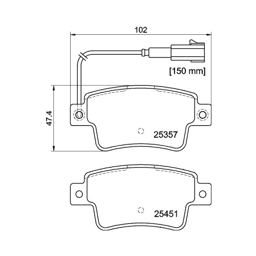 Bremsbelagsatz Scheibenbremse Hella Pagid 8DB 355 019-801 für Fiat Hinterachse