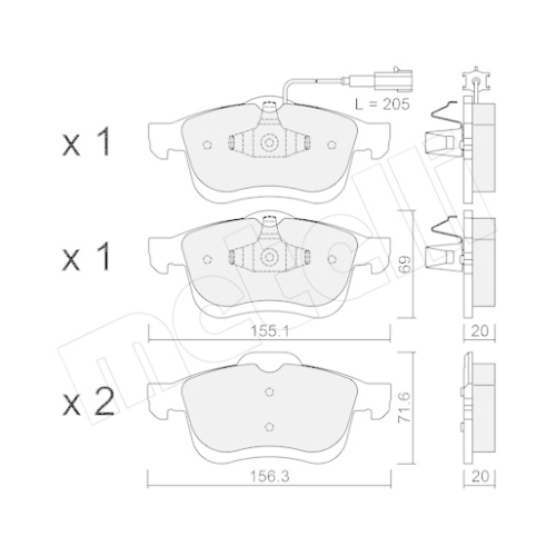 Bremsbelagsatz Scheibenbremse Metelli 22-0824-0 für Fiat Lancia Opel Vorderachse