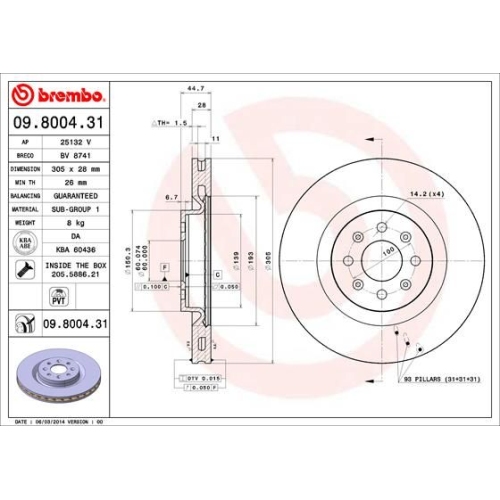 2X Brembo Bremsscheibe Prime Line - Uv Coated für Fiat Abarth