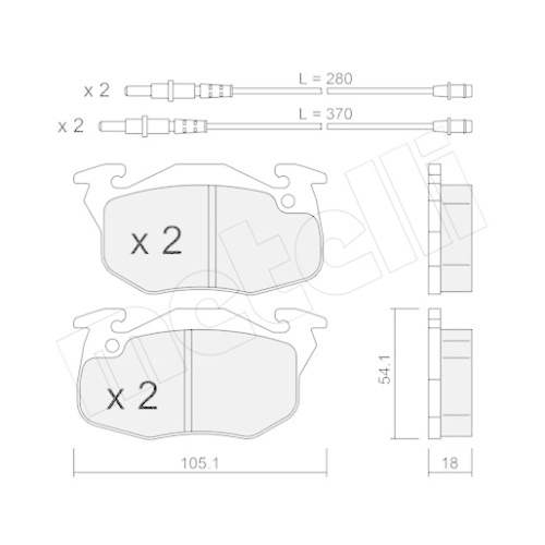 Bremsbelagsatz Scheibenbremse Metelli 22-0037-1 für Citroën Peugeot Vorderachse