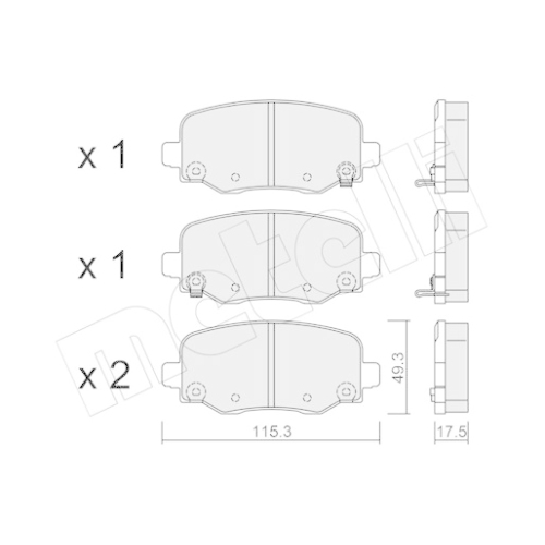 Bremsbelagsatz Scheibenbremse Metelli 22-1002-1 für Fiat Jeep Hinterachse