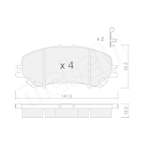 Bremsbelagsatz Scheibenbremse Metelli 22-1010-0 für Nissan Renault Vorderachse