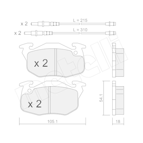 Bremsbelagsatz Scheibenbremse Metelli 22-0037-4 für Citroën Peugeot Vorderachse