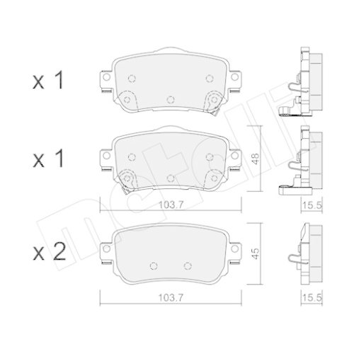 Bremsbelagsatz Scheibenbremse Metelli 22-1011-0 für Nissan Renault Hinterachse