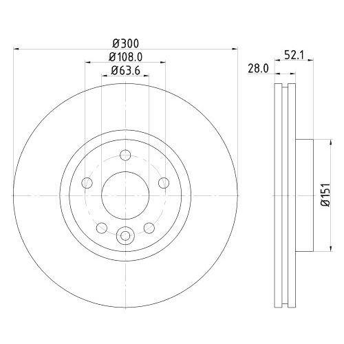 Hella Pagid 2X Bremsscheibe Vorderachse Pro für Ford