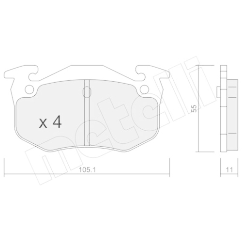 Bremsbelagsatz Scheibenbremse Metelli 22-0038-2 für Renault Hinterachse