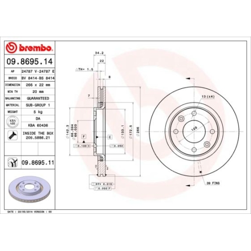 2X Brembo Bremsscheibe Prime Line für Citroën Opel Peugeot Vauxhall DS