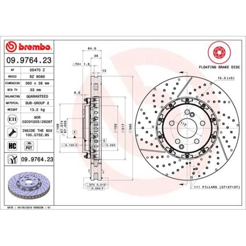 1X Brembo Bremsscheibe Prime Line - Floating für Mercedes Benz