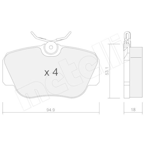 Bremsbelagsatz Scheibenbremse Metelli 22-0041-0 für Mercedes Benz Mercedes Benz