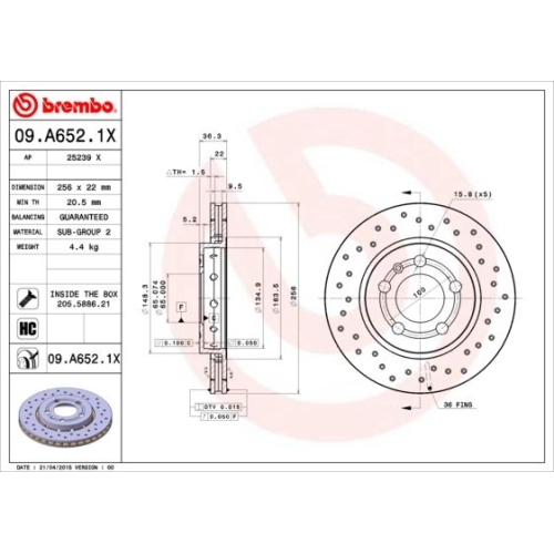 2X Brembo Bremsscheibe Xtra Line - Xtra für Audi Seat Skoda VW