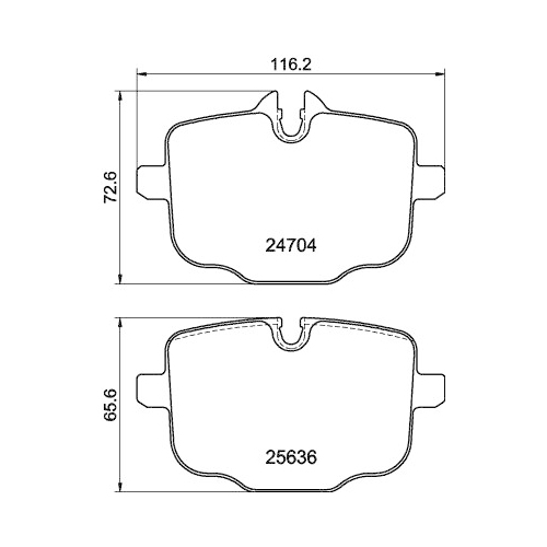 Bremsbelagsatz Scheibenbremse Hella Pagid 8DB 355 024-921 für Bmw Hinterachse