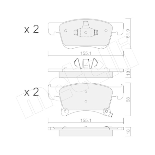 Bremsbelagsatz Scheibenbremse Metelli 22-1035-0 für Opel Vauxhall Vorderachse