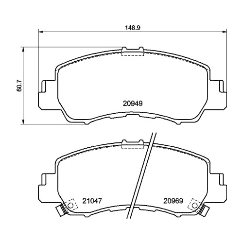 Bremsbelagsatz Scheibenbremse Hella Pagid 8DB 355 040-521 für Mitsubishi