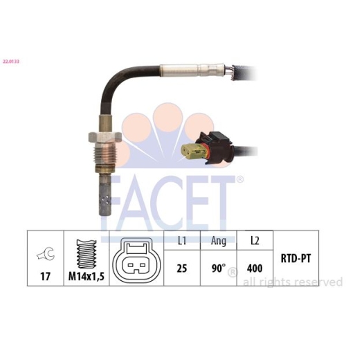 Sensor Abgastemperatur Facet 22.0133 Made In Italy - Oe Equivalent für Hitachi