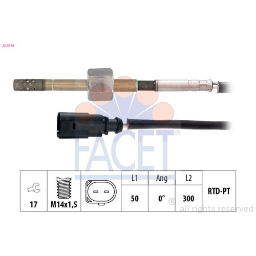 Sensor Abgastemperatur Facet 22.0146 Made In Italy - Oe Equivalent für Audi VW