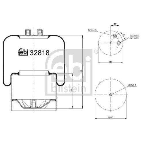 Bellow Air Suspension Febi Bilstein 32818 for Mercedes Benz Mercedes Benz