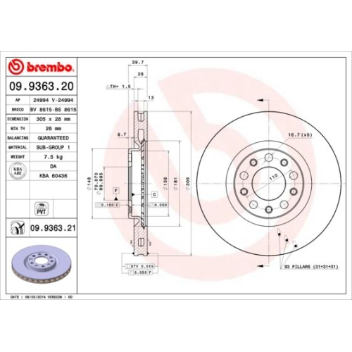 2X Brembo Bremsscheibe Prime Line für Alfa Romeo Chrysler Dodge