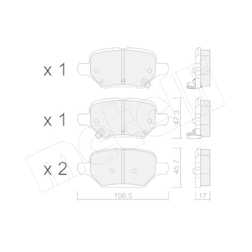 Bremsbelagsatz Scheibenbremse Metelli 22-1213-0 für Opel Vauxhall Hinterachse