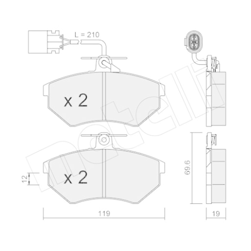 Bremsbelagsatz Scheibenbremse Metelli 22-0050-1 für VW Vorderachse