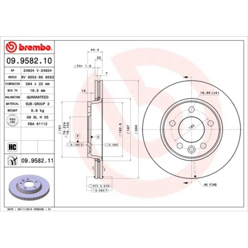 2X Brembo Bremsscheibe Hinterachse Prime Line für VW