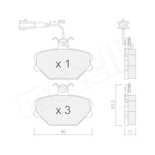 Bremsbelagsatz Scheibenbremse Metelli 22-0059-0 für Fiat Lancia Vorderachse