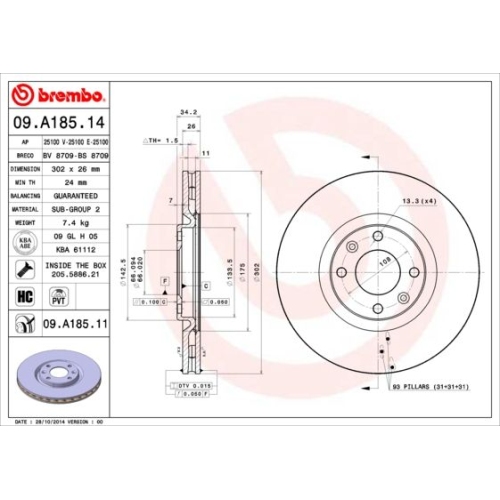 2X Brembo Bremsscheibe Prime Line für Citroën Peugeot Citroën (df Psa)