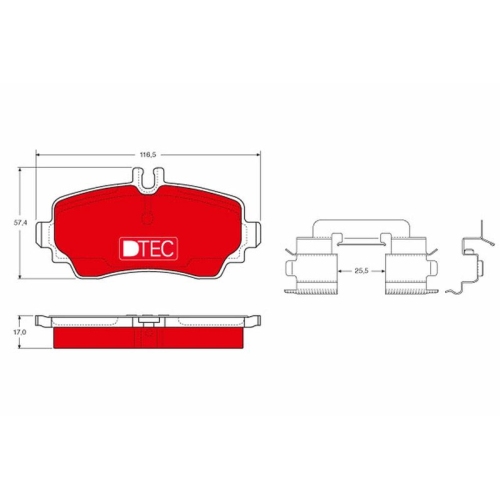 Bremsbelagsatz Scheibenbremse Trw GDB1293DTE Dtec Cotec für Mercedes Benz