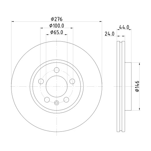 Hella Pagid 2X Bremsscheibe Vorderachse Pro für Audi Seat Skoda VW