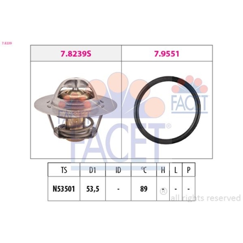 Thermostat Kühlmittel Facet 7.8239 Made In Italy - Oe Equivalent für Opel