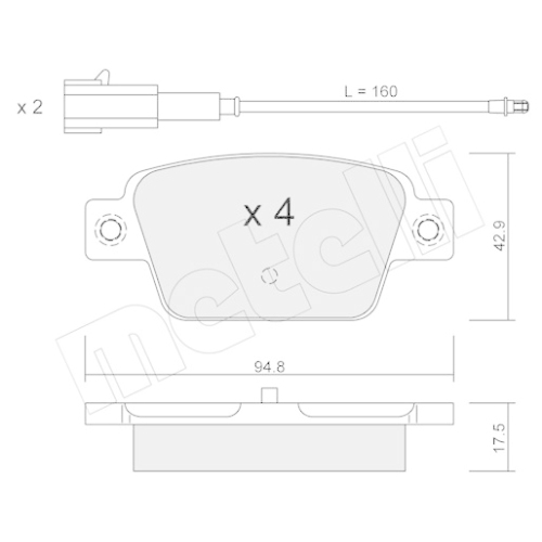 Bremsbelagsatz Scheibenbremse Metelli 22-0323-1 für Fiat Lancia Hinterachse