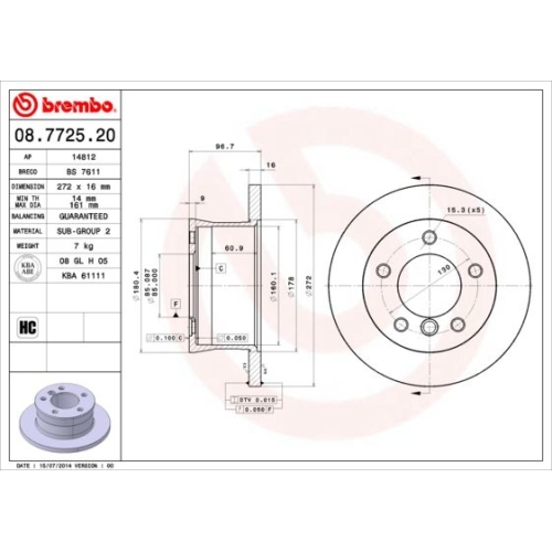 1X Brembo Bremsscheibe Prime Line für Dodge Mercedes Benz