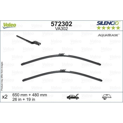 Wischblatt Valeo 572302 Silencio Aquablade Set für Volvo Volvo Asia Vorne