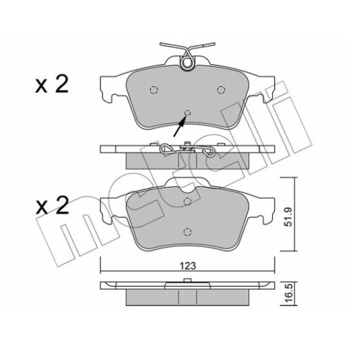 Bremsbelagsatz Scheibenbremse Metelli 22-0337-2 für Peugeot Hinterachse