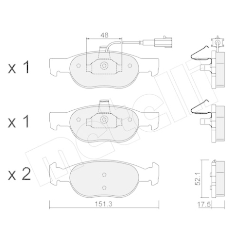 Bremsbelagsatz Scheibenbremse Metelli 22-0079-0 für Fiat Lancia Vorderachse