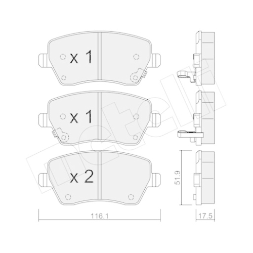 Bremsbelagsatz Scheibenbremse Metelli 22-0485-2 für Nissan Vorderachse