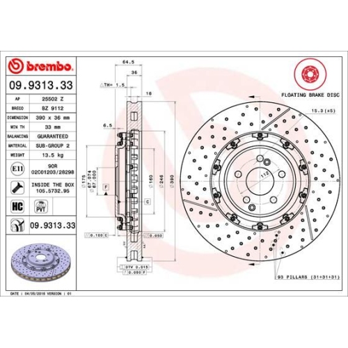 1X Brembo Bremsscheibe Prime Line - Floating für Mercedes Benz