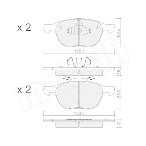 Bremsbelagsatz Scheibenbremse Metelli 22-0534-1 für Ford Volvo Vorderachse